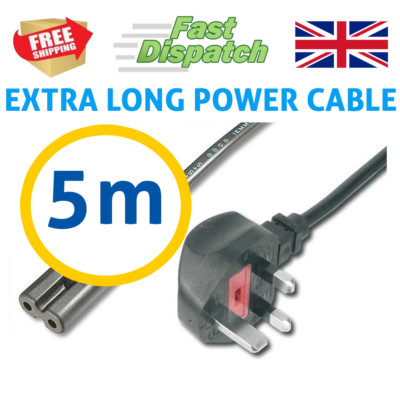 5M Extra Lange Figur 8 Zwei Pin Stromkabel Sehne Schwarz