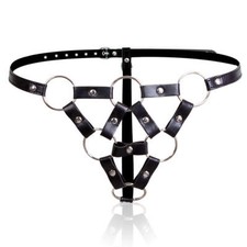Sexy 'Thong Style' Panties - Women's Fetish Underwear PU Leather Ring Fetish