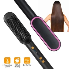 Hair Straightener Brush, Electric Flat Iron, Curly 2-in-1, Home Use Professional