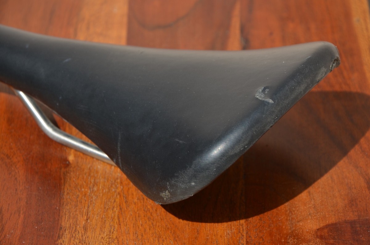 Selle De Vélo Vintage Aurora Viscount 93 - Cuir Noir - Fabrication Italienne - Pour Vélo Course/route