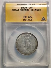 Great Britain 1909 Florin 2 Shilling XF45 Det Edward VII Silver Coin Key Date 3B