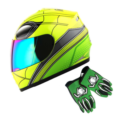 1Storm Youth Kids Motorcycle Full Face Helmet B15 Street Bike + MG Glove Bundle
