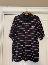 Men  s Peter Millar Sea Island Ocean Forest Stripe Golf Polo Logo PGA Large