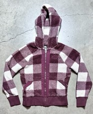 Women's The North Face Shire Maroon White Plaid Campshire Fleece Hoodie sz S