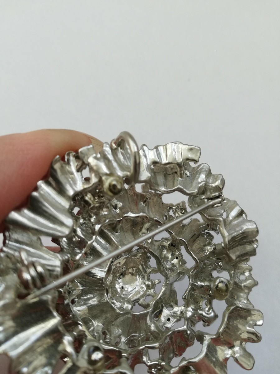 Broche Vintage Ancienne Avec Strass Bleu - Bijou D'occasion