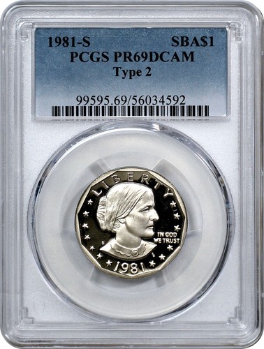 1981-S Type 2 Susan B. Anthony SBA Dollar $1 PCGS PR69 DCAM