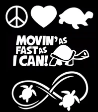 Cute Turtle Collection 3 PK 5" White Vinyl Decal Car Truck Laptop Tablet Tumbler