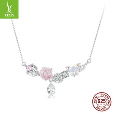 Fashion 925 Sterling Silver Magical Butterfly Flower Necklace Women Gift Jewelry