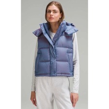 Lululemon Wunder Puff Cropped Vest Heathered Wild Indigo Size 0