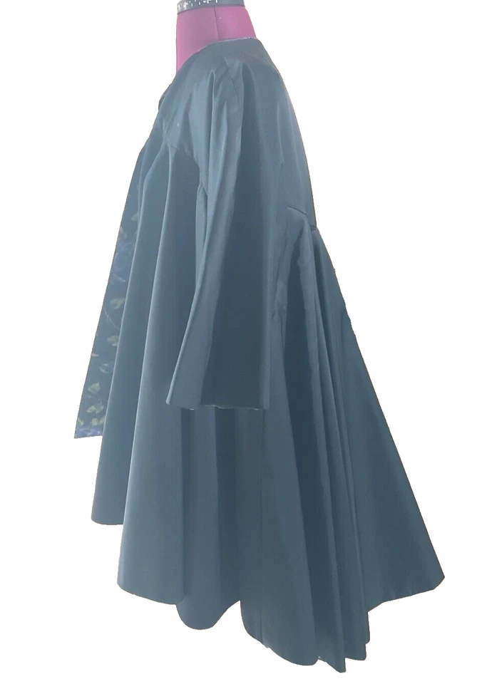 Chaqueta impermeable vintage años 50 60 OS negro/azul flores estilo columpio SE ADAPTA A S M L Foto 2 de 4