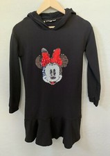 Disney & Mango Kids Sz L 11/12 Years Minnie Mouse Flip Sequin Black Hoodie Dress