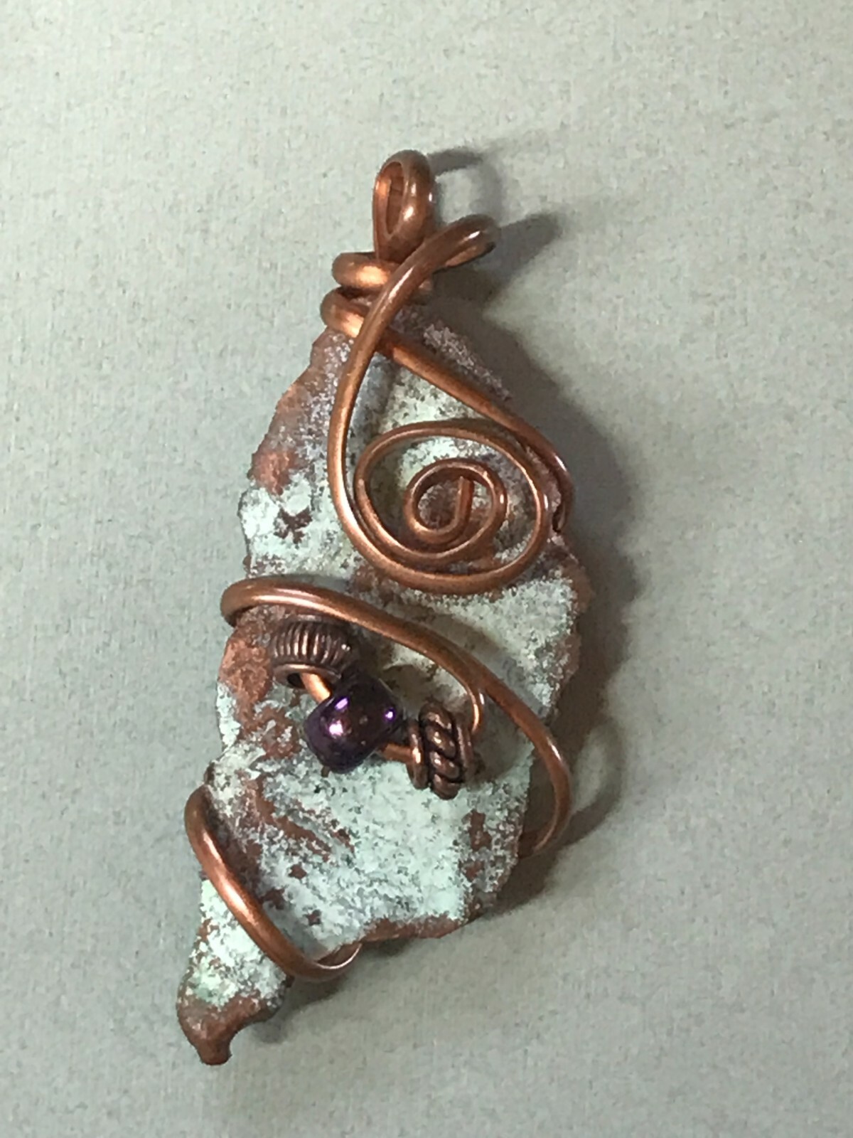Handmade Large Rustic Verdigris Copper Shard w Wi… - image 2