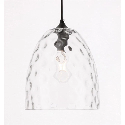 Living District Gibson 1-Light Metal & Glass Pendant in Black/Clear - Picture 13 of 13