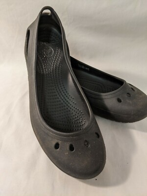 Crocs Kadee Black Ballet Flats Women's sz 10 WATERPROOF slip on  DRESSY / CASUAL