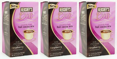 3 BOXES Hershey's Bliss Milk Chocolate with RASPBERRY Hot Cocoa Drink Mix