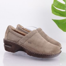 Born boc Peggy Clog Women's Size 10 Taupe Tan Leather Mid Heel Shoe Comfy