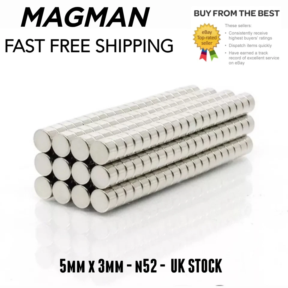 MAGMAN Super Strong N52 Magnets 5mm x 3mm Disc Magnet Round circle small 5x3
