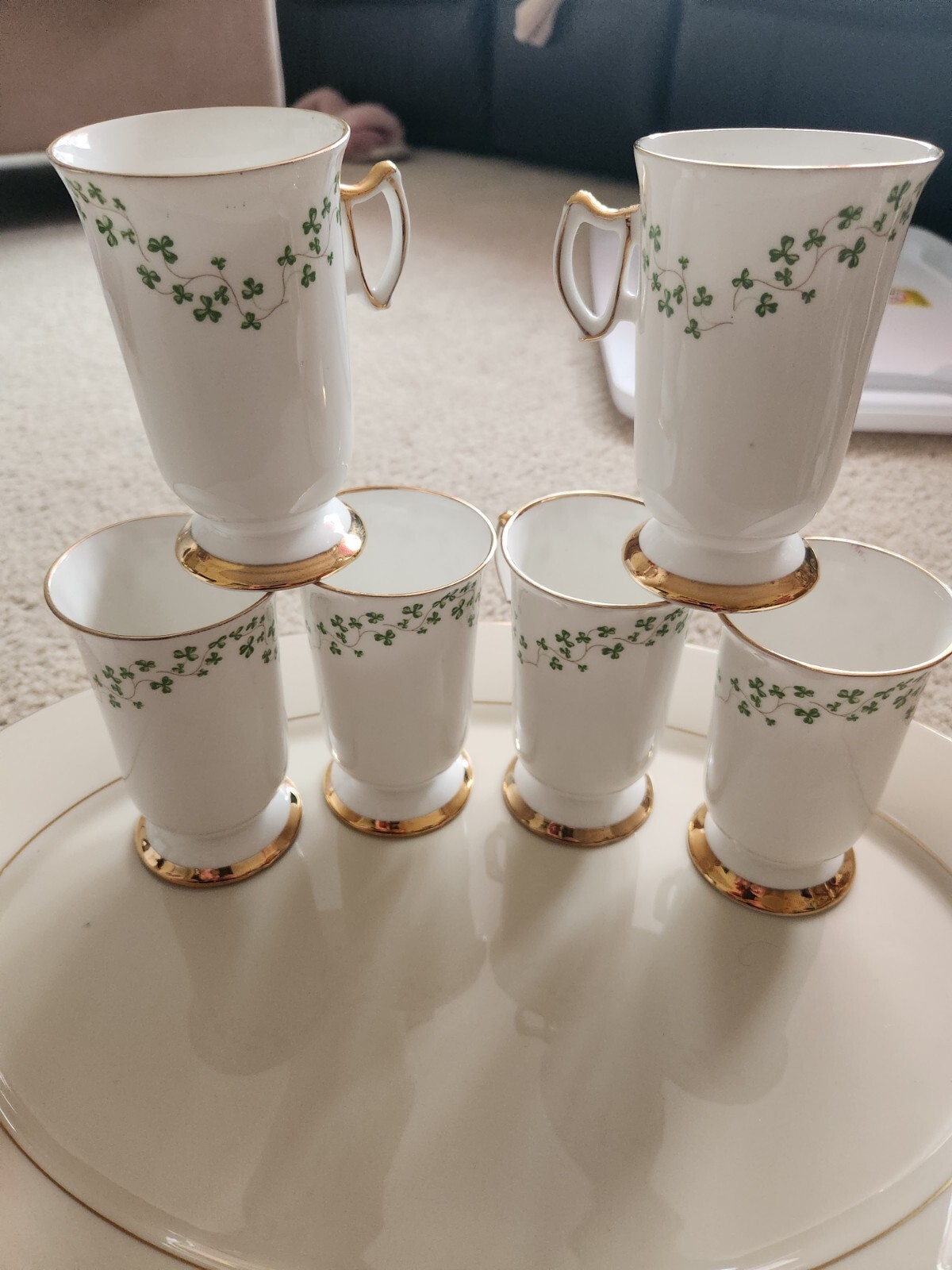 Royal Tara Fine Bone China Shamrock Coffee/Tea Mugs/Cups Set of 6 eBay