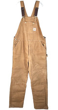 Carhartt Overalls Mens 42x34 Brown Bib Double Knee Quilted Union Made USA R03