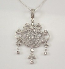 2,2 kt Art Deco Stil runder Diamant Jahrestag Hochzeit 14 K Wei&szlig;gold FN Anh&auml;nger