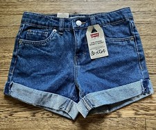 Levi  s Girl  s Girlfriend Shorty Shorts Denim Rolled Hem Medium Wash 8 Reg NWT