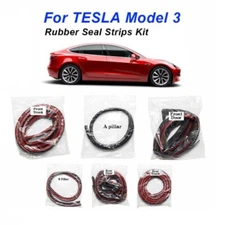 Front Rear 4-Door Weatherstrip Rubber Seal Set For Tesla Model 3 2017-2022