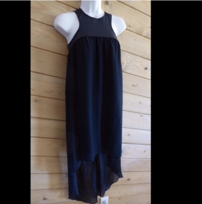 Tic Toc Black Illusion Hi Low Chiffon Maxi Dress Tank Long Layer Slip Dress  NEW | eBay