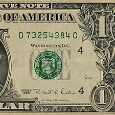 Old Note 1995 Series Dollar Bill D73254384C DC Cleveland 25.6mm DC Block Run 12