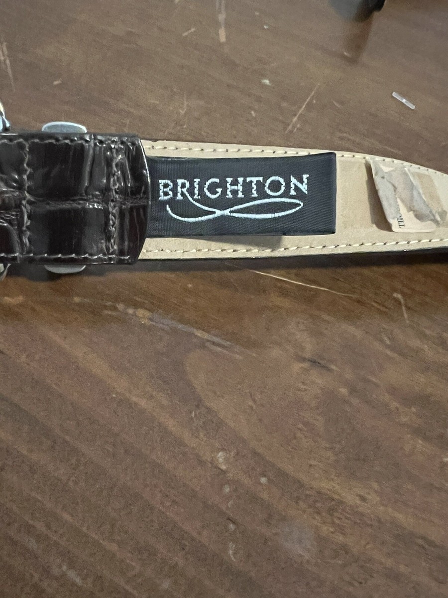 Brighton Brown Leather Mixed Patterned Sliver Embellished Belt Small Brighton Brown Leather Mixed Patterned Sliver Embellished  main image 4
