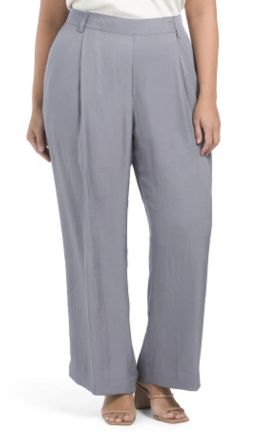 Vince Plus XXXL 3XL Womens Pants Steel Blue Grey Wide Leg Pull On Trouser $325