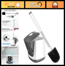 Self-Cleaning Toilet Brush Set with Holder, Extra Long Handle, Ventilated Design