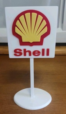 Shell Gasoline Gas Oil Miniature 3d Printed Sign. 6.5'' Tall.