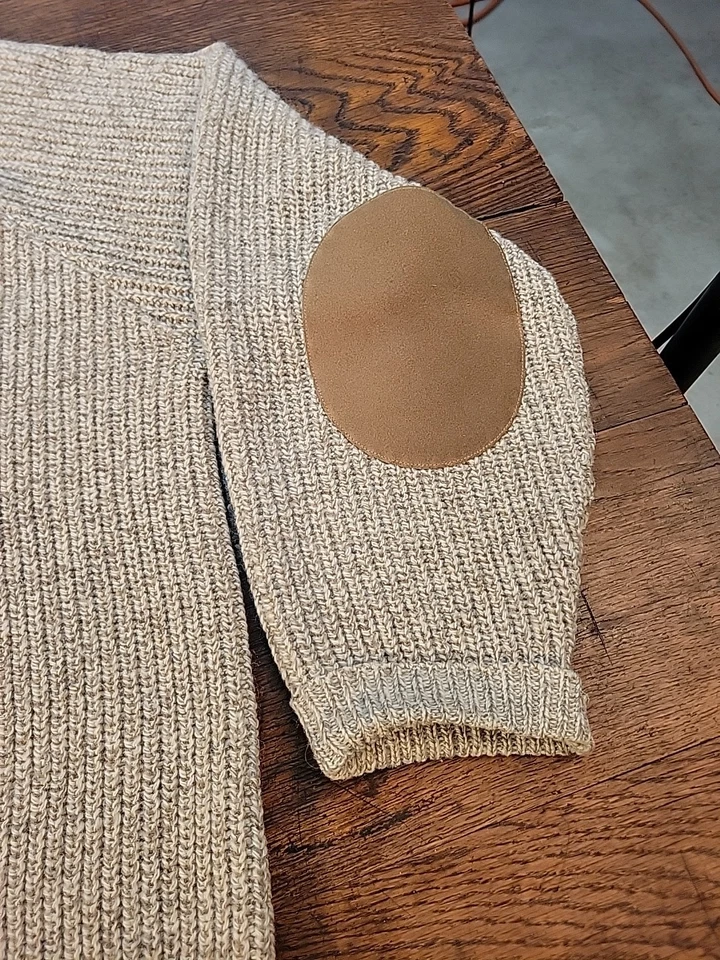 Suéter Tejido Orvis De Colección Hombres XL Mezcla de Lana Gamuza Coderas Cremallera Completa Avena Cálido Foto 3 de 4