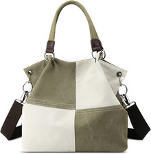 Donna Borsa a Tracolla Colore a Contrasto Borsa a Mano Borsa a Spalla Tela Borsa