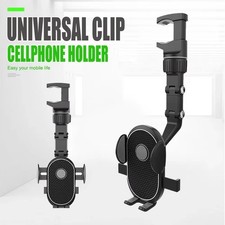 360 Car Rearview Mirror Rotation Adjustable Phone Holder Mount Multifunction