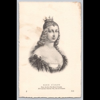 Postcard Marie d'Anjou Queen of France Historical Portrait