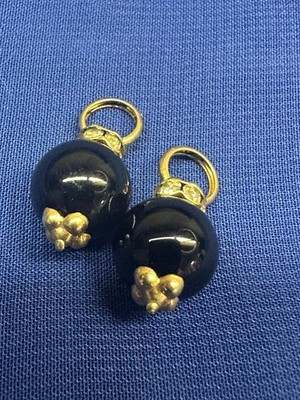 gold earring enhancers 20mm Black onyx