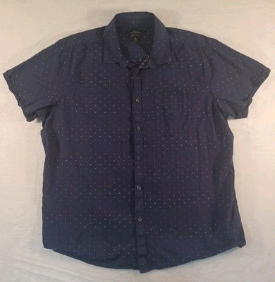 Marc Anthony Shirt Men's XL Blue Slim Fit Short Sleeve Button Down Dot Pattern