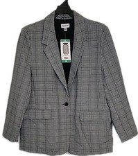 Steve Madden Ladies Blazer Oversized Fit Shoulder Pads Flap Pocket Gray Xl  14