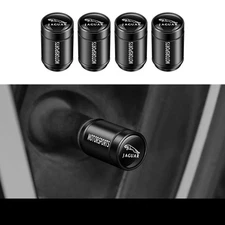 4PCS Metal Car Wheel Tire Air Valve Stem Dust Valve Cap Cover for Jaguar Black