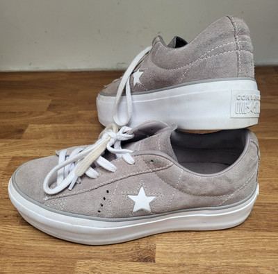 UK4 CONVERSE One Star Low Plateau Damen Sneaker Wildleder Grau