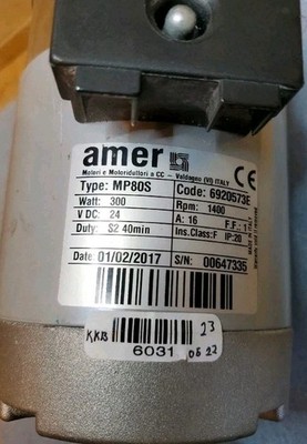 AMER MP80S 300W, 24VDC. 1400RPM 6920573E 