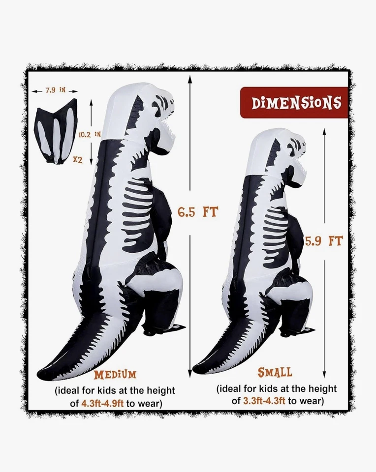 Disfraz inflable T-Rex para niño y niña Foto 2 de 4