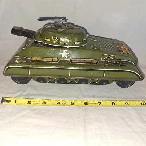 Vintage 1950's Marx Tin Litho Wind up Tank Army Parts Repair Army Green USA