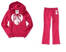 NWT AEROPOSTALE GIRLS KIDS OUTFIT ZIP UP HEART HOODIE  PANTS SIZE 5 8 10 OR 12