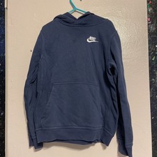 KIDS Nike Navy Blue Pullover Hoodie with Embroidered Logo