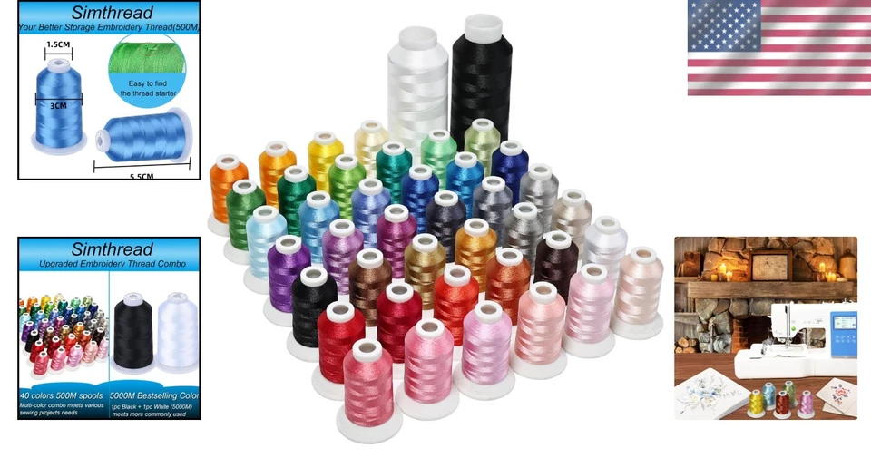 All-Inclusive 42pcs Thread Kit with 40 Colors + Bobbins for Effortless Sewing - Image 2 of 4