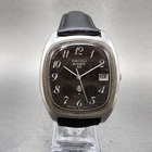 Seiko QZ Tank Watch Men 35mm Black Dial Silver Tone Date 0922-5010 New Battery