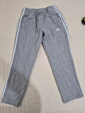Adidas Sweatpants Womens M Gray 3-Stripe Fleece Lined Elastic Waist Drawstring