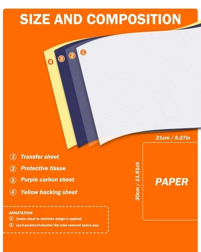 100 Sheets Tattoo Transfer Paper A4 Size 8.27" x 11.81" for Crisp Stencils & Des image 5